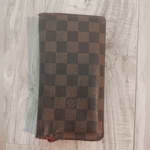 Vintage Louis Vuitton Damier Brazza Wallet BrownBi-Fold Large Authentic Check